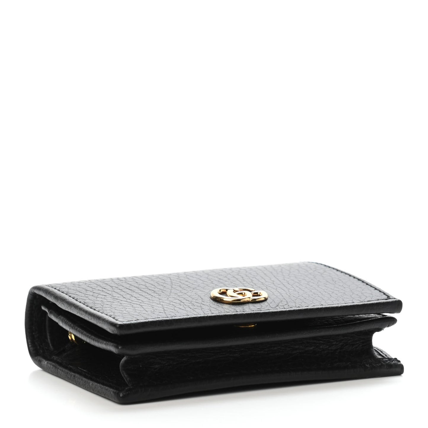Pebbled Calfskin GG Marmont Card Case Black