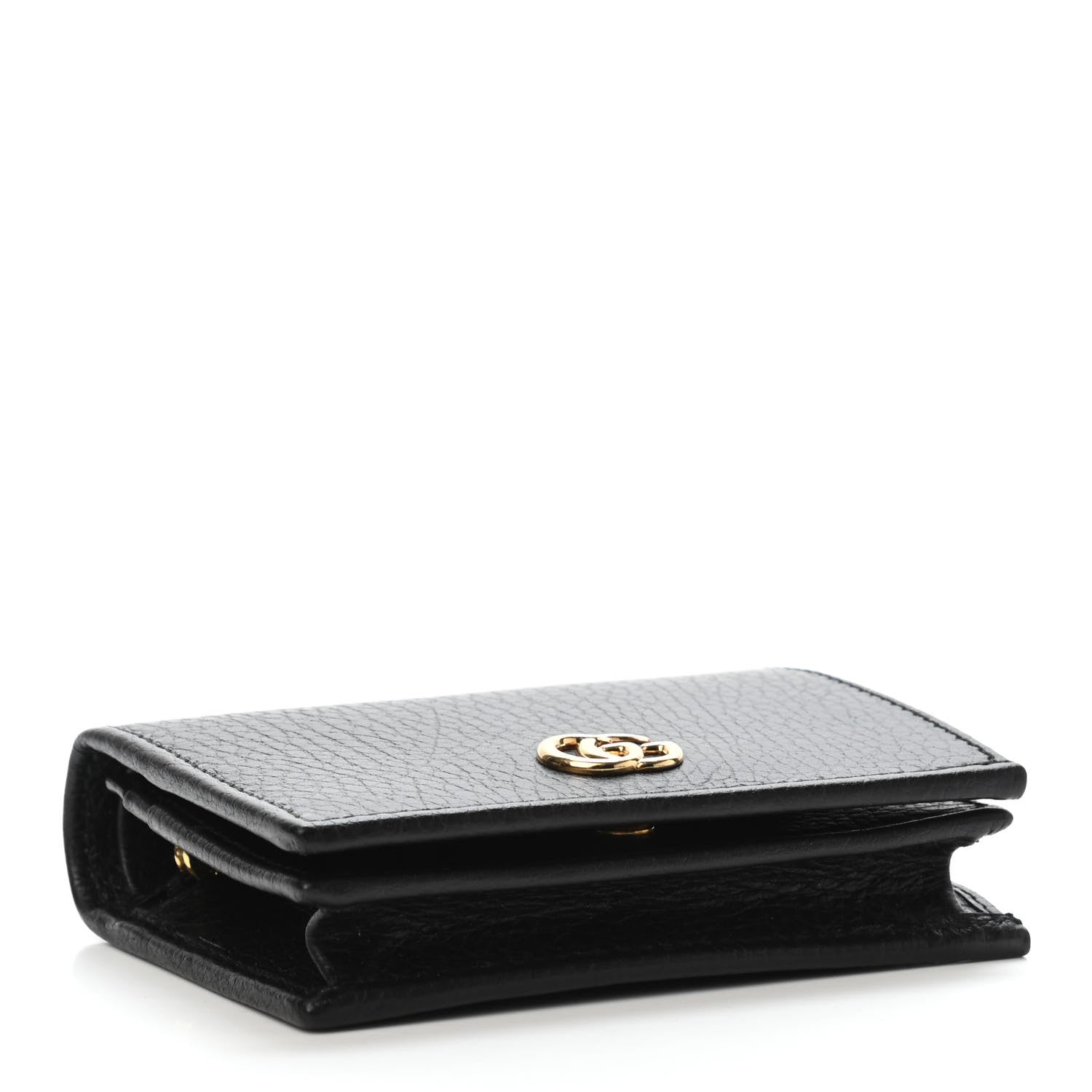 Gucci Pebbled Calfskin GG Marmont Card Case Black 3 of 4
