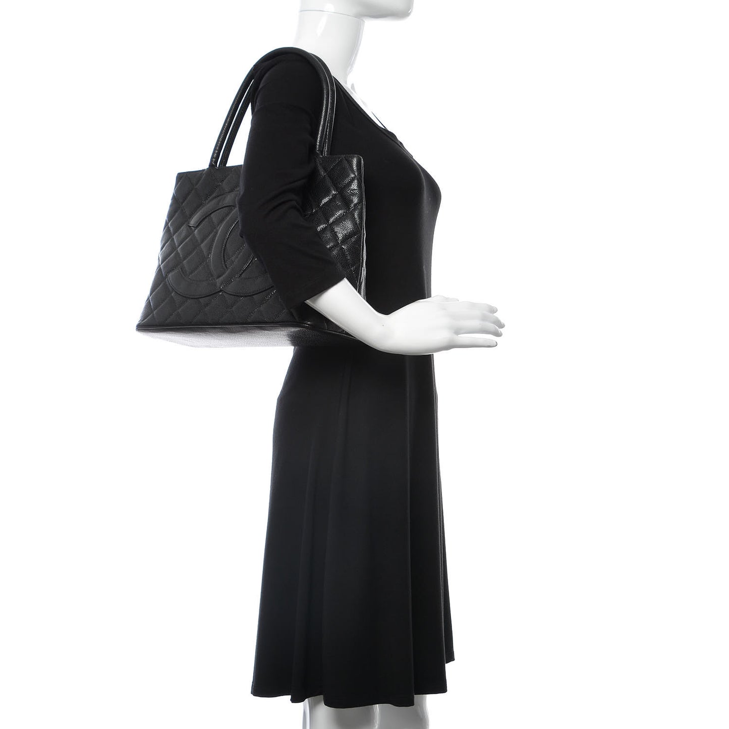 Caviar Quilted Medallion Tote Black