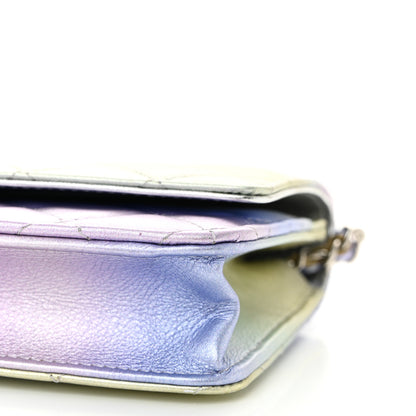 Chanel Gradient Metallic Calfskin Quilted Wallet On Chain WOC Silver Blue Yellow Purple 11 of 12