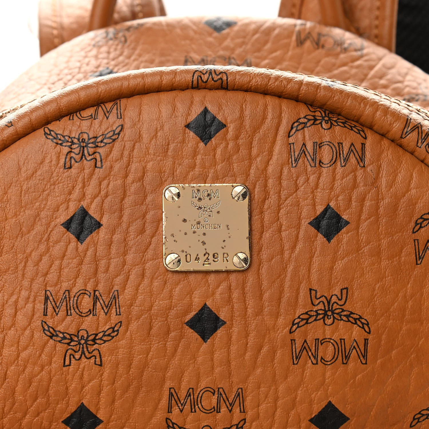 MCM Visetos Small Side Stud Stark Backpack Cognac 7 of 10