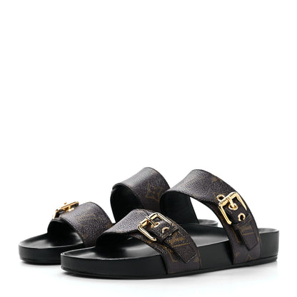 Louis Vuitton Monogram Bom Dia Mule Sandals 37 Black 3 of 8