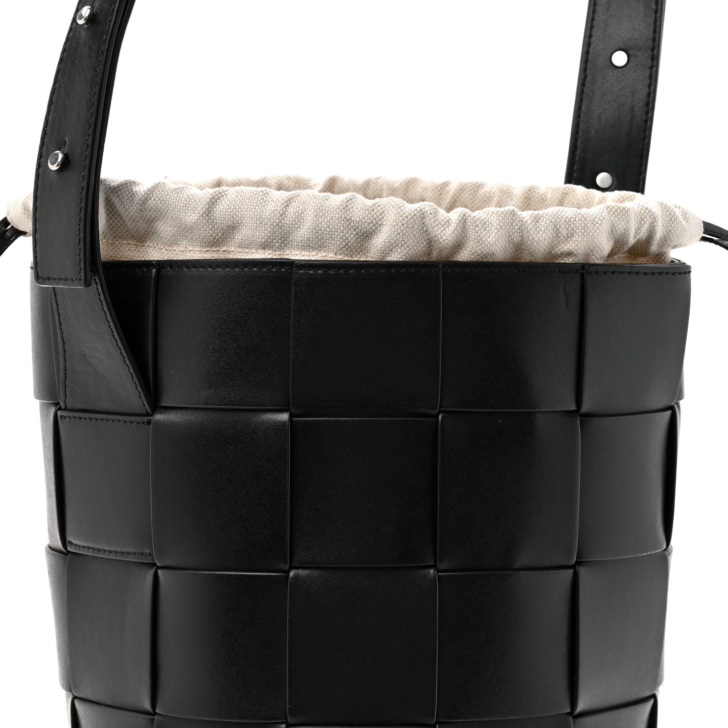 Nappa Maxi Intrecciato Cassette Lantern Bucket Bag Black