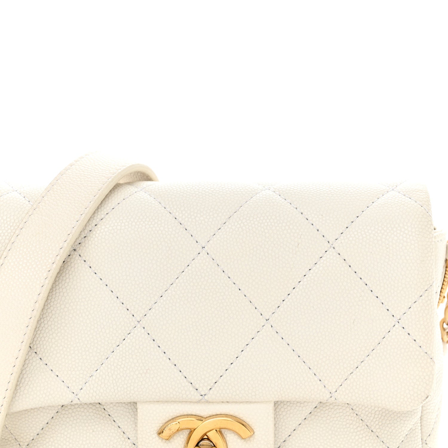 Chanel Caviar Quilted Mini Twist Your Buttons Flap White 8 of 13