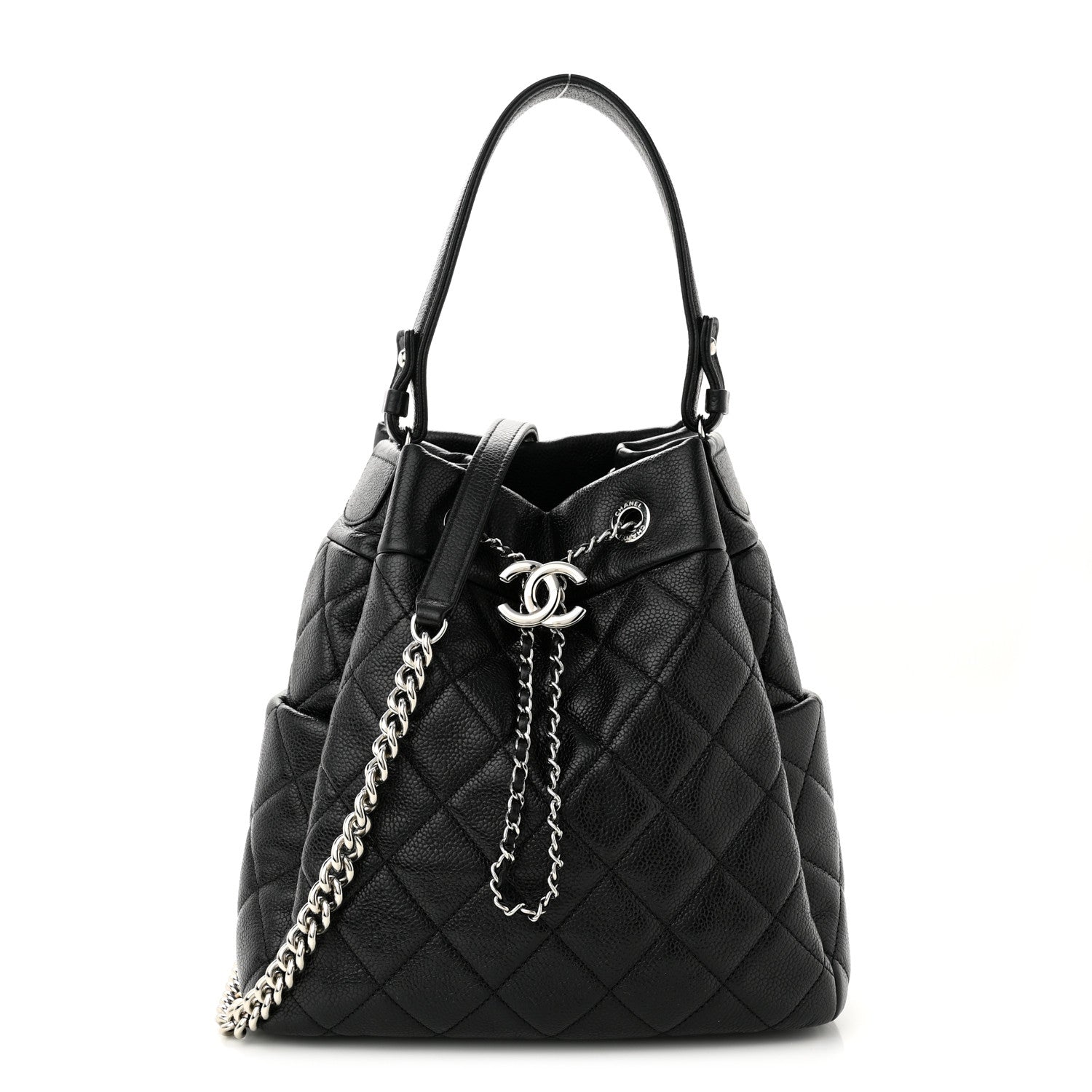 Chanel Caviar Quilted Small Chain Bucket Bag Black 1 of 9
