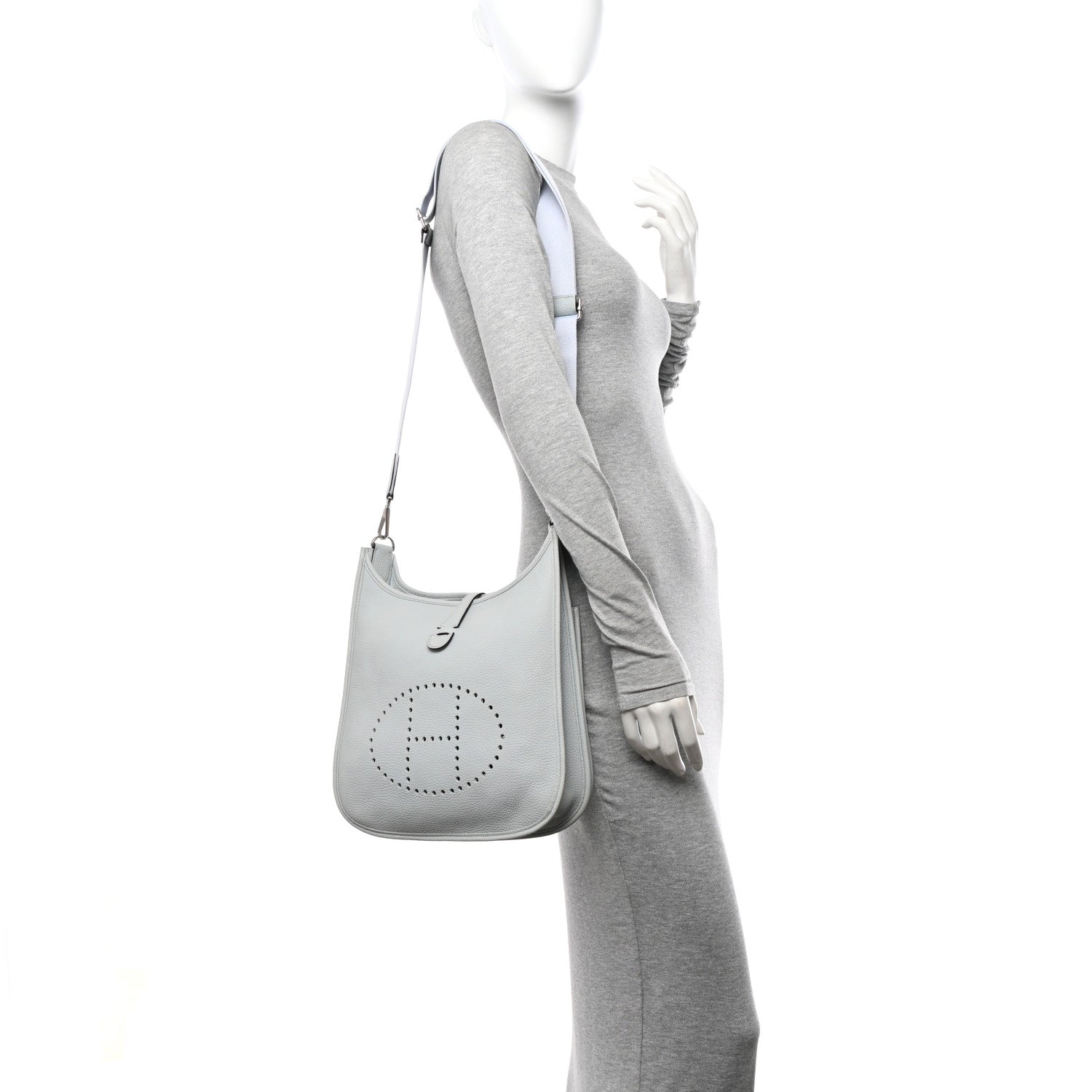 Hermes Taurillon Clemence Evelyne III PM Bleu Pale 2 of 11