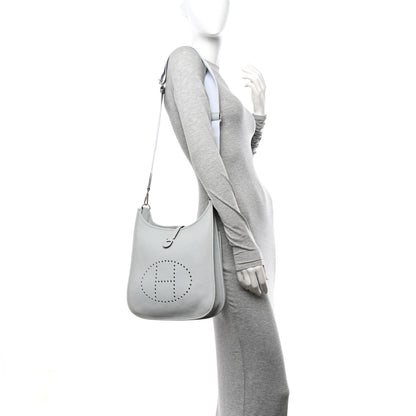 Hermes Taurillon Clemence Evelyne III PM Bleu Pale 2 of 11