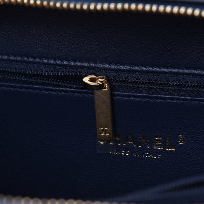 Chanel Tweed Snakeskin Quilted Medium CC Filigree Vanity Case Dark Navy 10 of 19