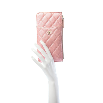 Chanel Iridescent Caviar Quilted Classic Flat Wallet Pouch Pink 2 of 7