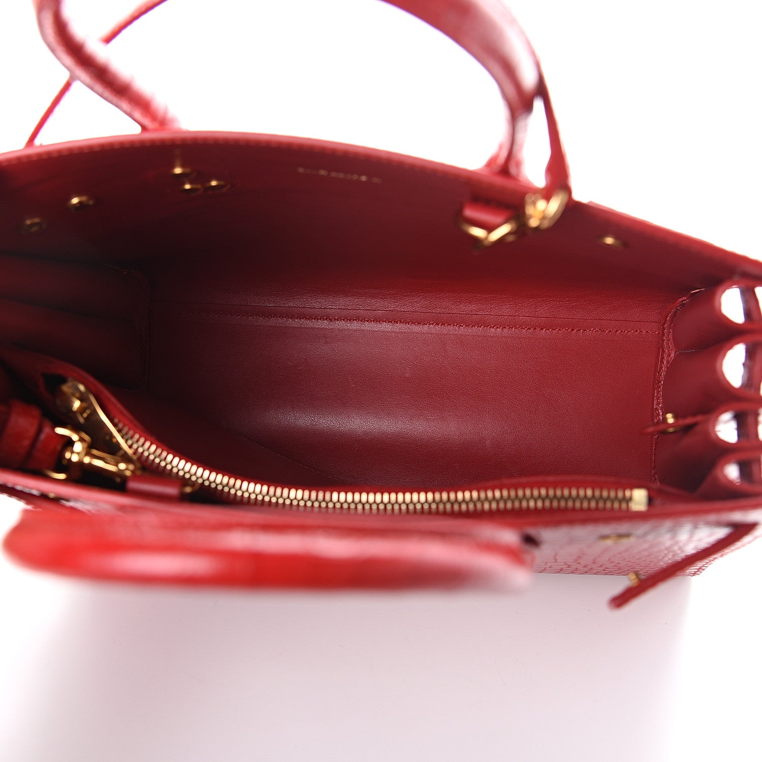Saint Laurent Calfskin Crocodile Embossed Baby Sac De Jour Red 4 of 8