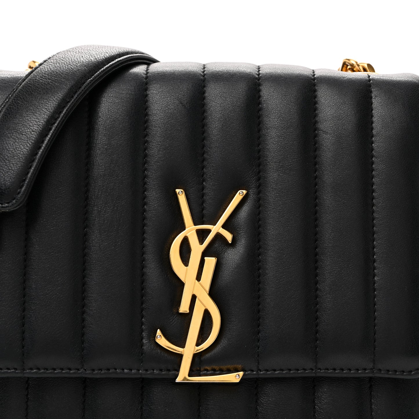 Lambskin Matelasse Monogram Medium Vicky Chain Bag Black