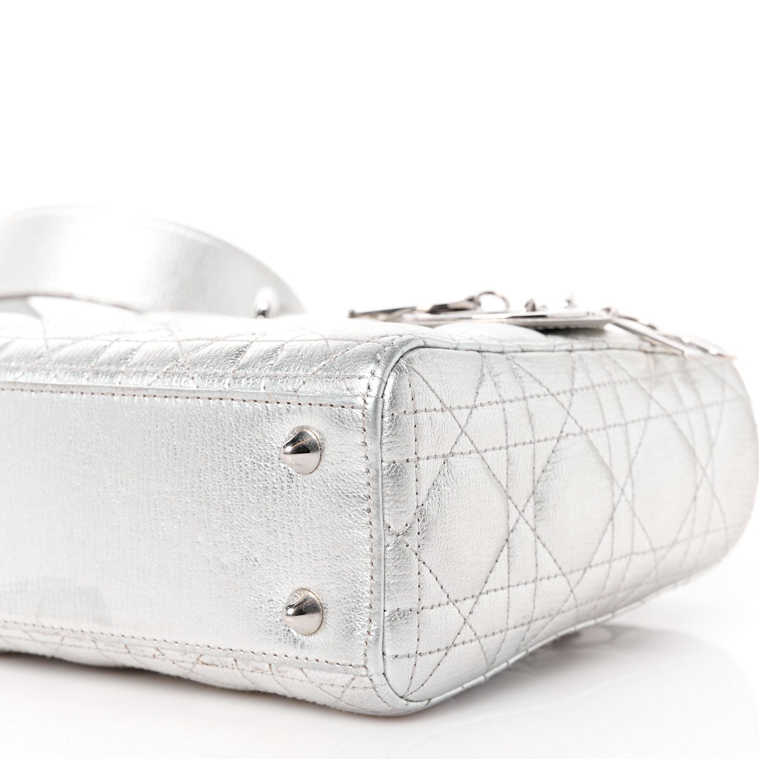 Christian Dior Metallic Grained Calfskin Cannage Small Lucky Badges My Lady Dior Silver 10 of 11