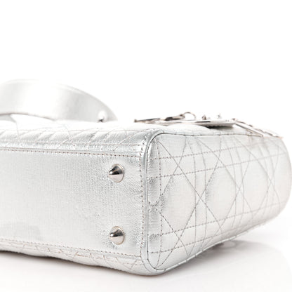 Christian Dior Metallic Grained Calfskin Cannage Small Lucky Badges My Lady Dior Silver 10 of 11