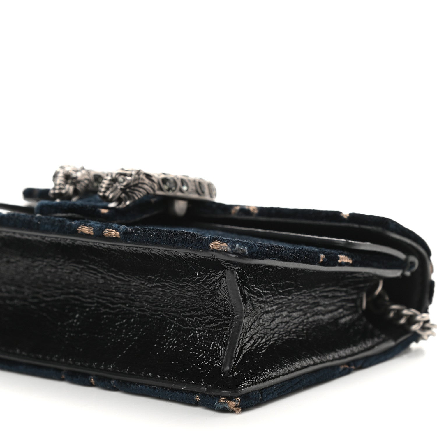 Gucci Velvet GG Monogram Super Mini Dionysus Shoulder Bag Blue Beige Black 8 of 8