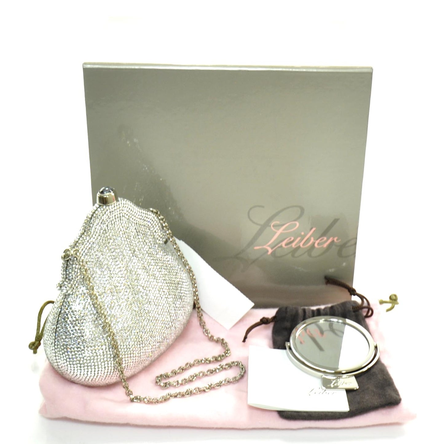 Swarovski Crystal Chatelaine Minaudiere Evening Bag Silver