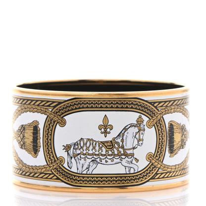 Hermes Enamel Printed Grand Apparat Extra Wide Bracelet 65 White 3 of 5