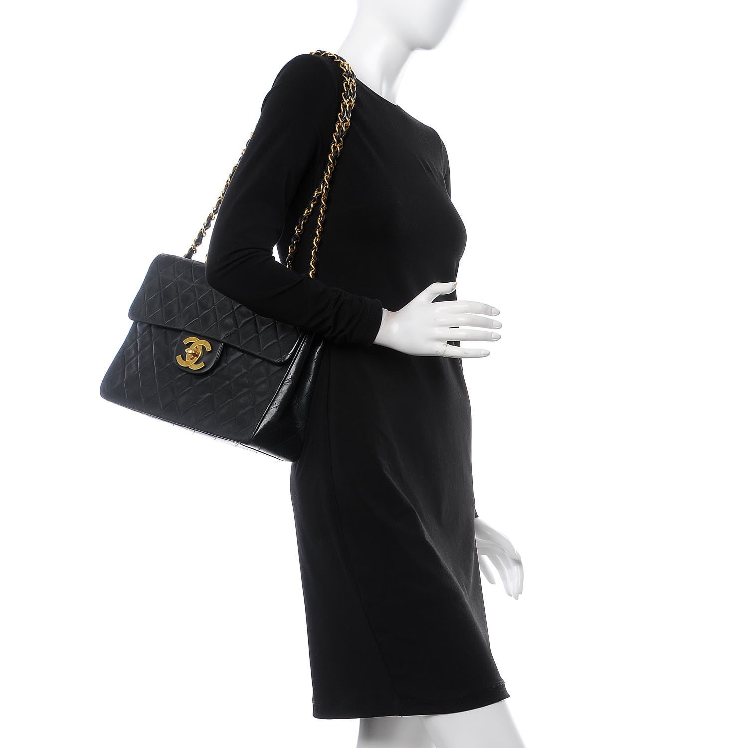 Chanel Lambskin Quilted XL Jumbo Single Flap Black 2 of 13