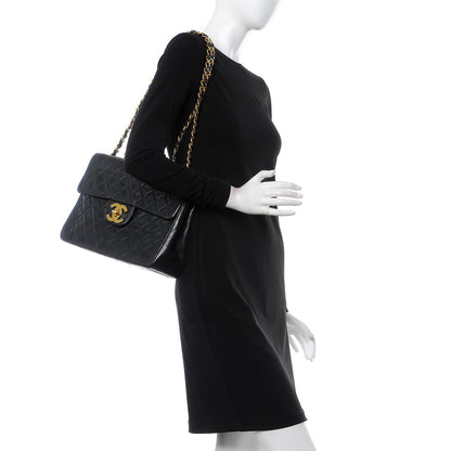 Chanel Lambskin Quilted XL Jumbo Single Flap Black 2 of 13