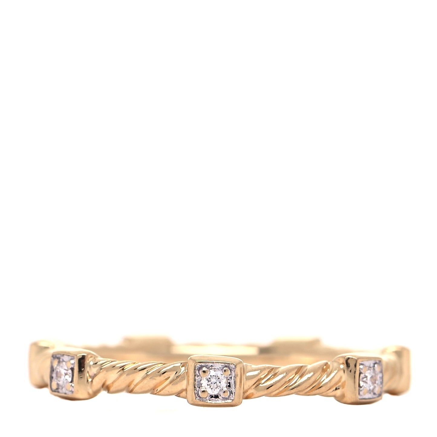 18K Yellow Gold Diamond Cable Collectibles Ring 49 5