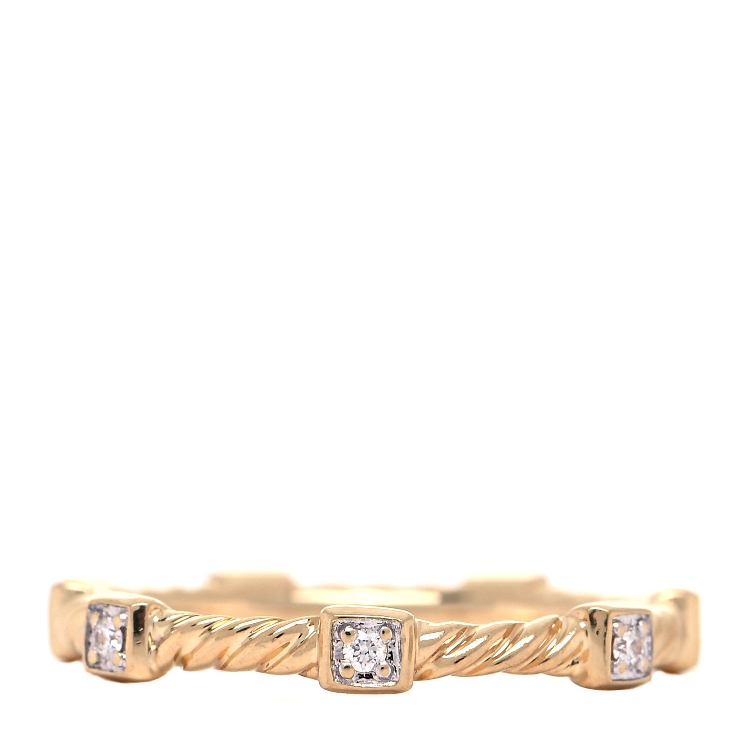 David Yurman 18K Yellow Gold Diamond Cable Collectibles Ring 49 5 3 of 4