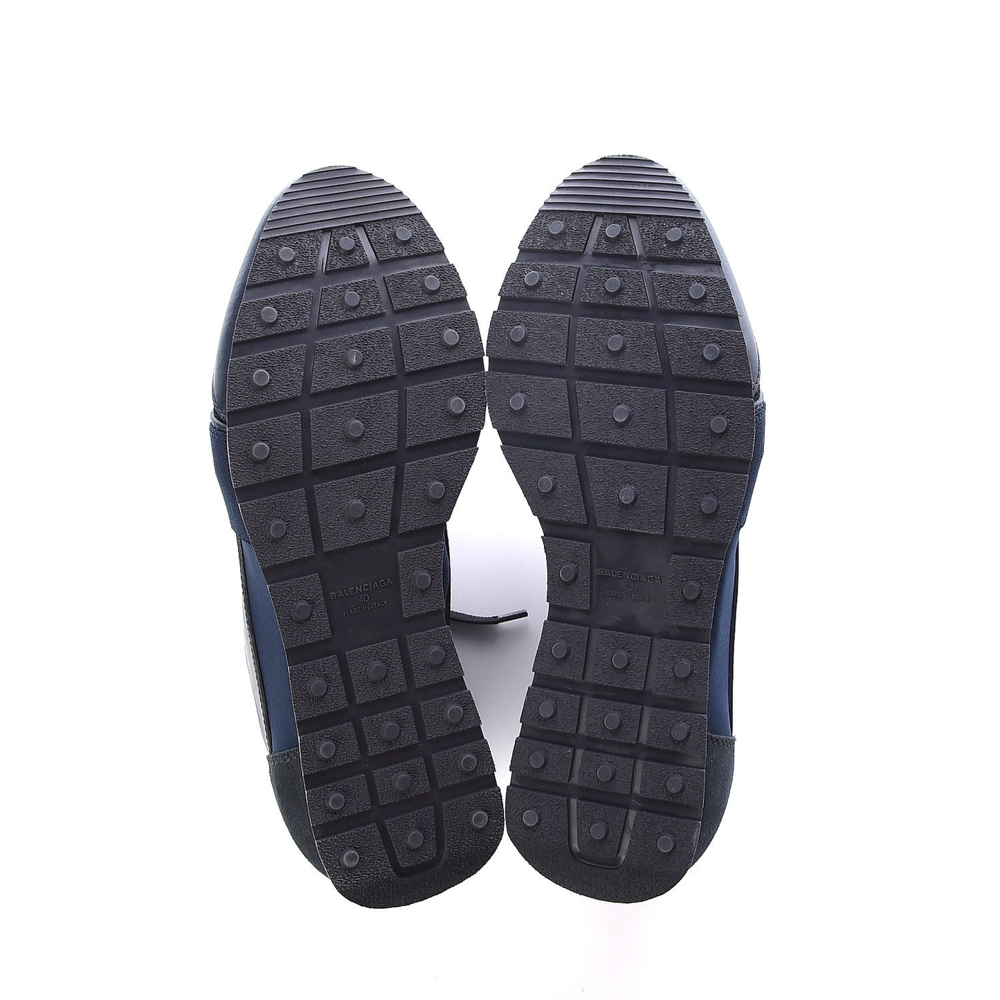 Mesh Calfskin Neoprene Suede Womens Race Runner Sneakers 40 Bleu Nuit