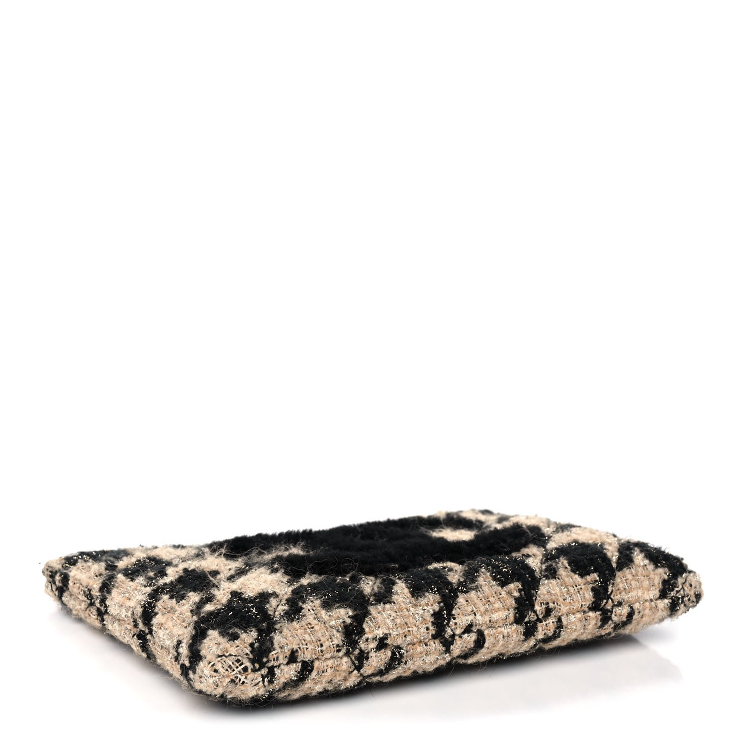 Chanel Tweed Shearling Quilted Chanel Cosmetic Pouch Beige Black 4 of 13