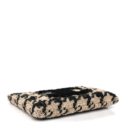 Chanel Tweed Shearling Quilted Chanel Cosmetic Pouch Beige Black 4 of 13