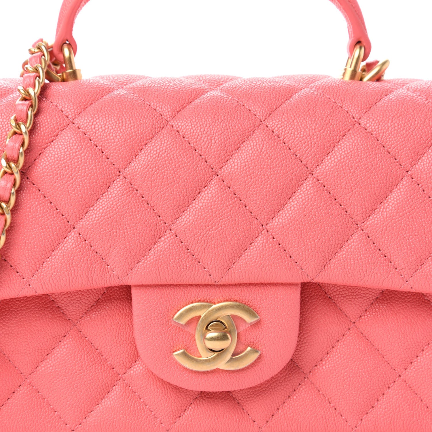 Chanel Caviar Quilted Mini Top Handle Rectangular Flap Pink 10 of 10