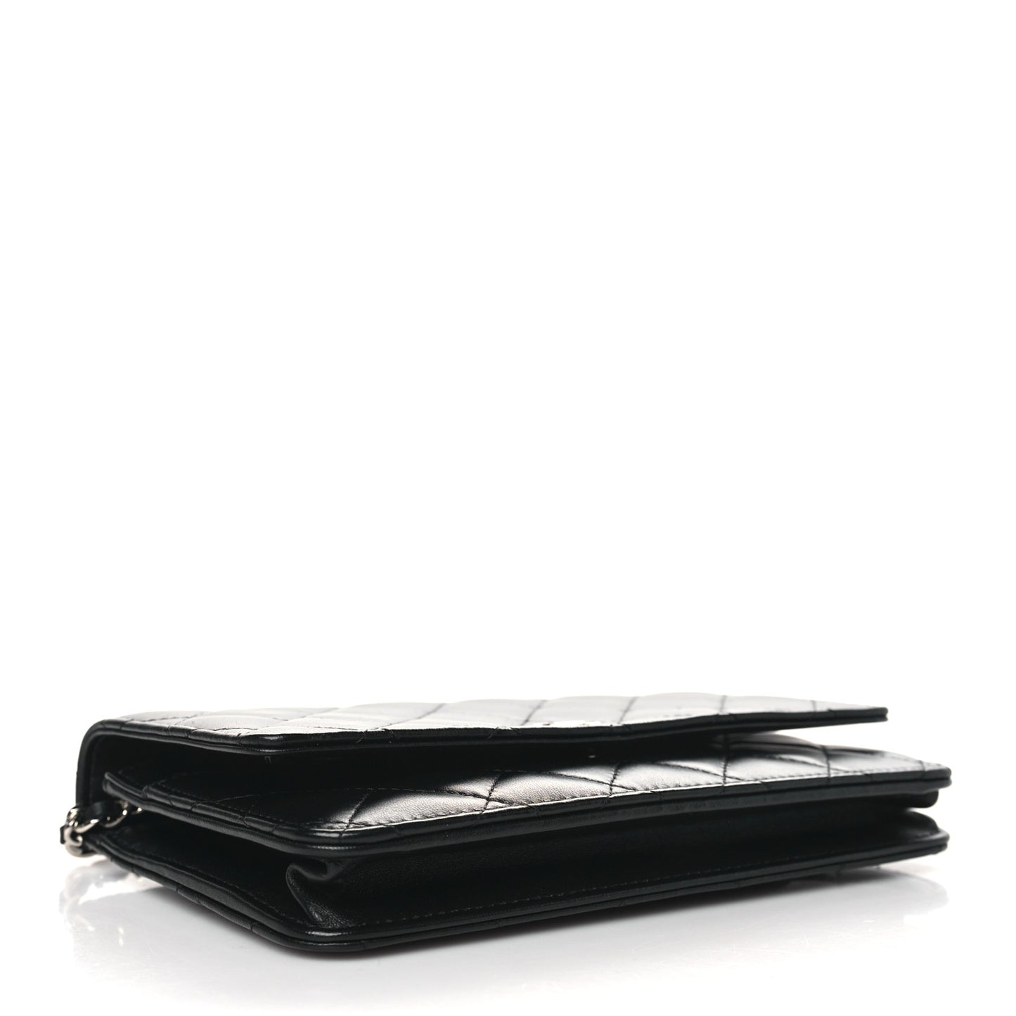 Lambskin Quilted Wallet On Chain WOC Black