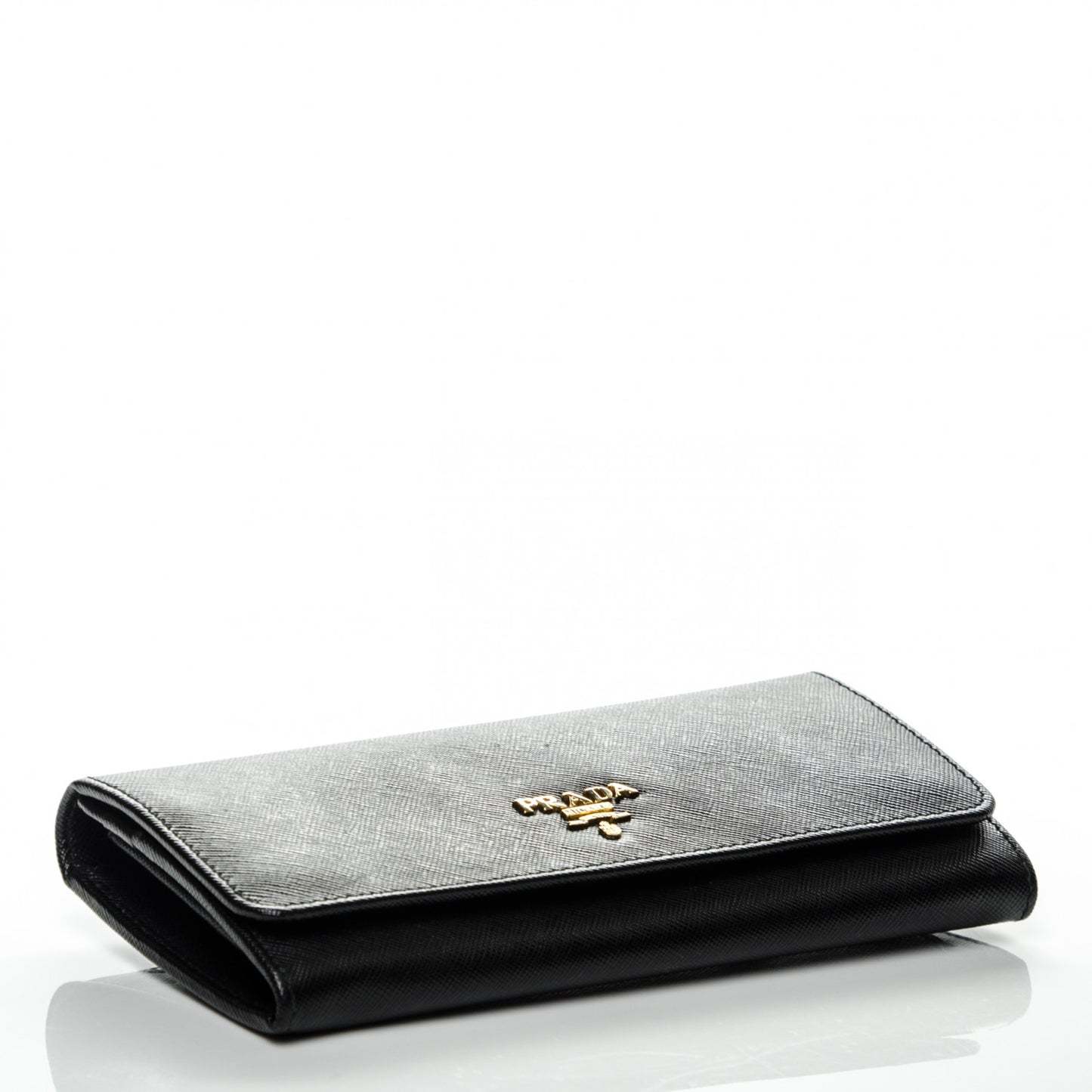Saffiano Metal Continental Flap Wallet Nero Black
