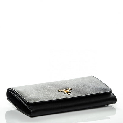 Prada Saffiano Metal Continental Flap Wallet Nero Black 4 of 7