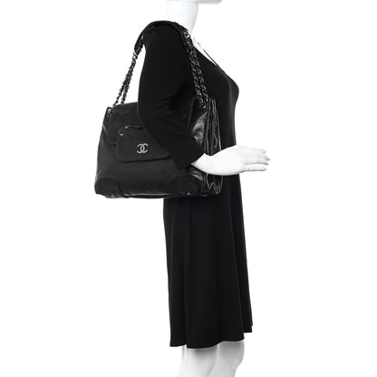 Chanel Glazed Caviar Pocket In The City Tote Dark Brown 2 of 12