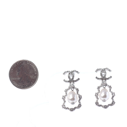 Chanel Crystal Pearl Imperial Bow Earrings Silver 2 of 4