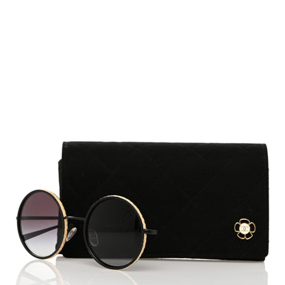 Chanel Metal Raffia Braided Round Sunglasses 4250 Black 12 of 12