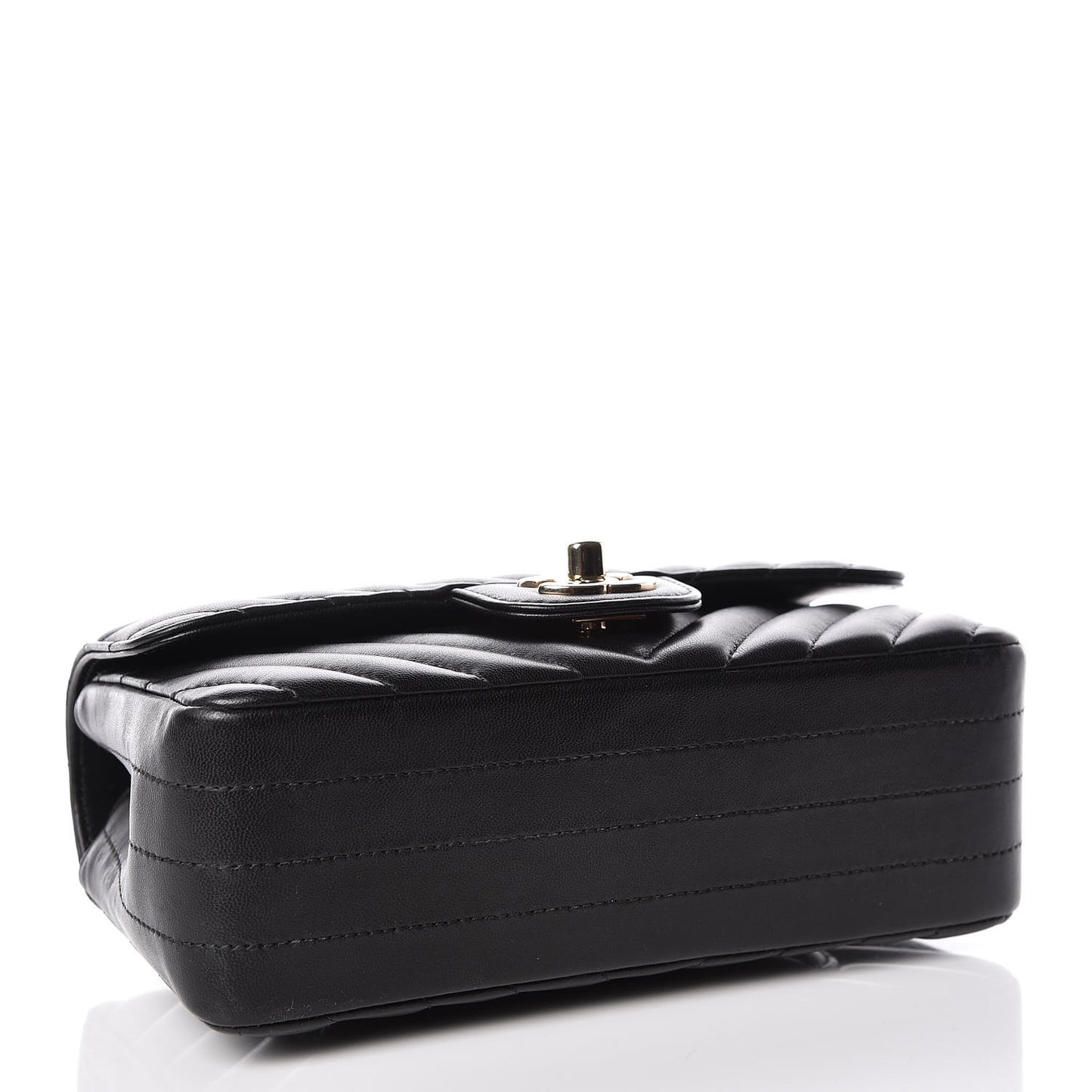 Lambskin Chevron Quilted Mini Rectangular Flap Black