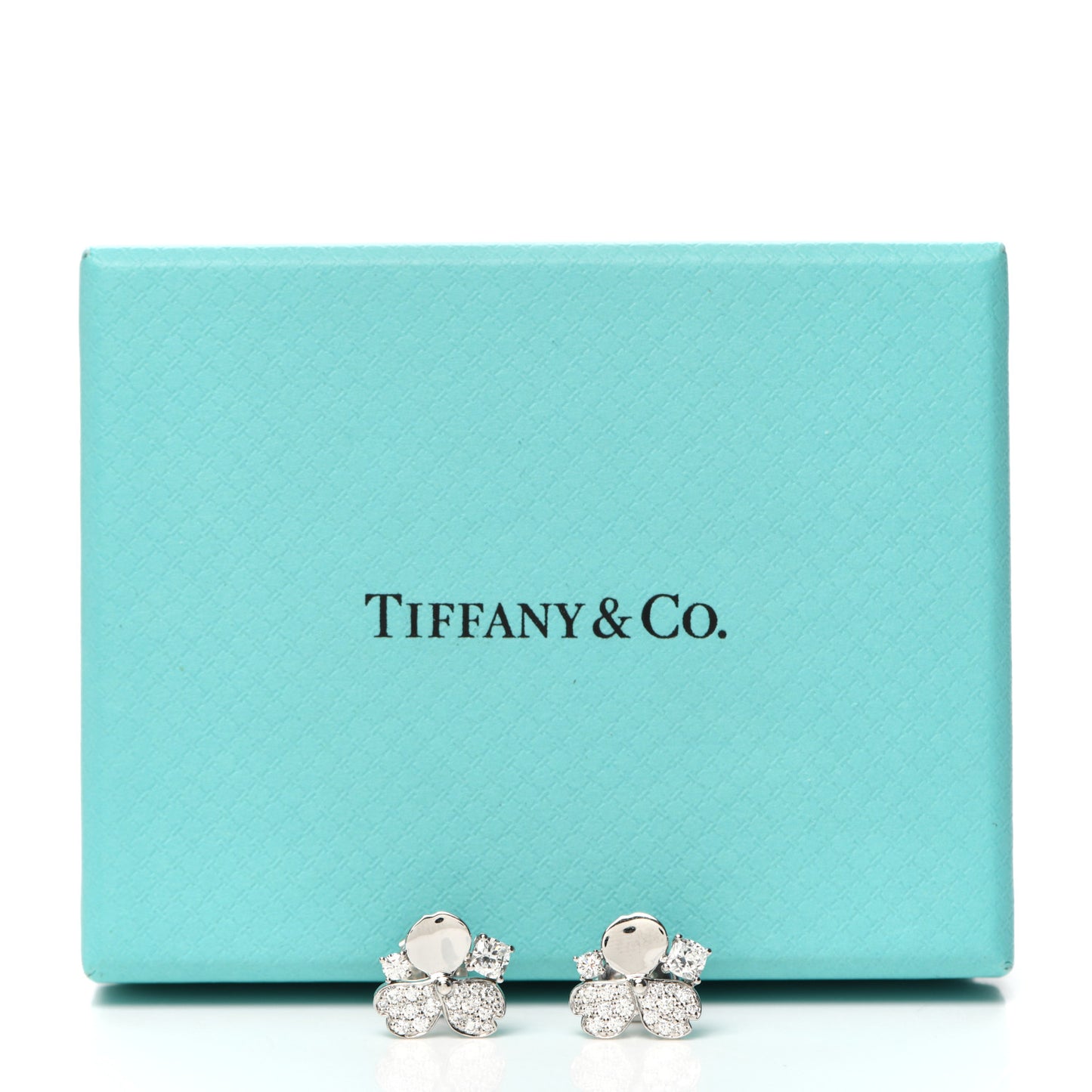 Platinum Diamond Paper Flowers Cluster Earrings