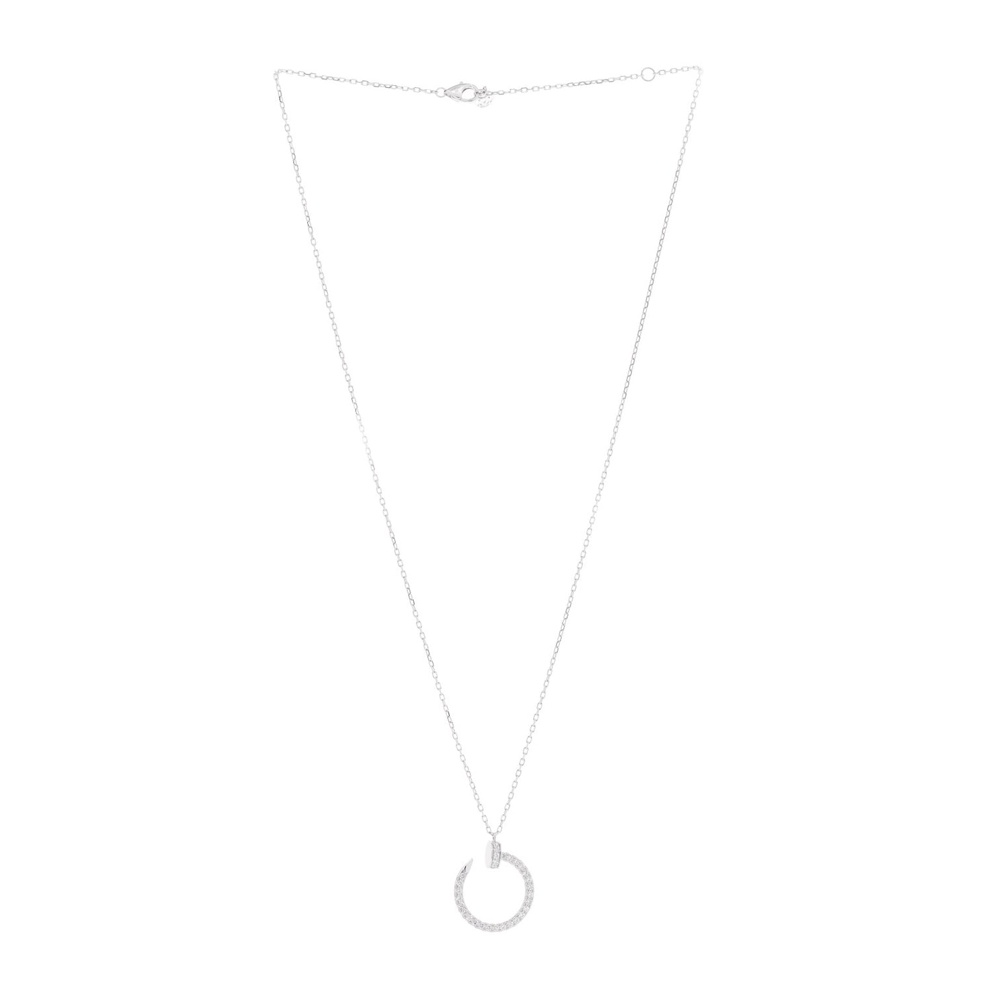 18K White Gold Diamond Juste Un Clou Paved Pendant Necklace