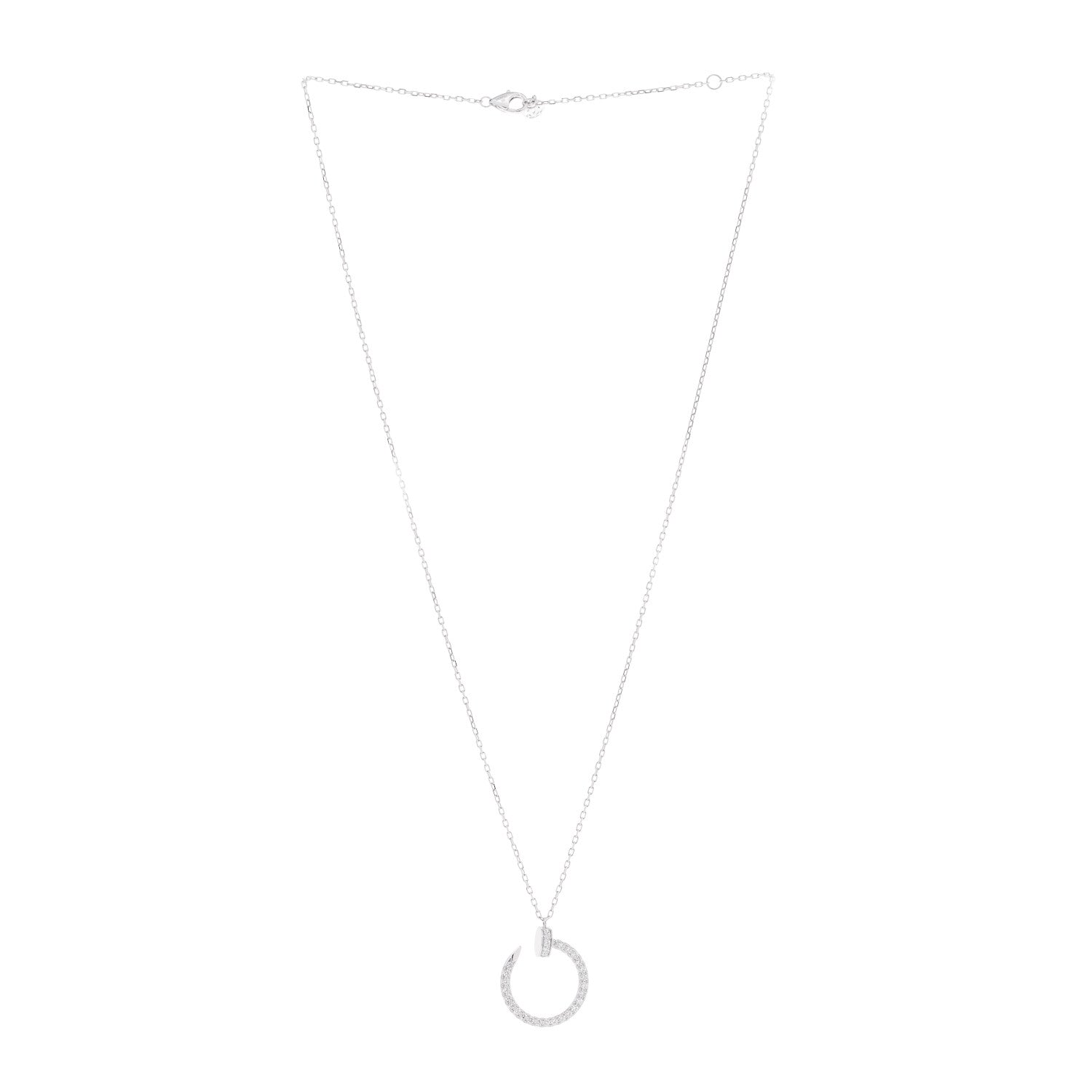 Cartier 18K White Gold Diamond Juste Un Clou Paved Pendant Necklace 3 of 7