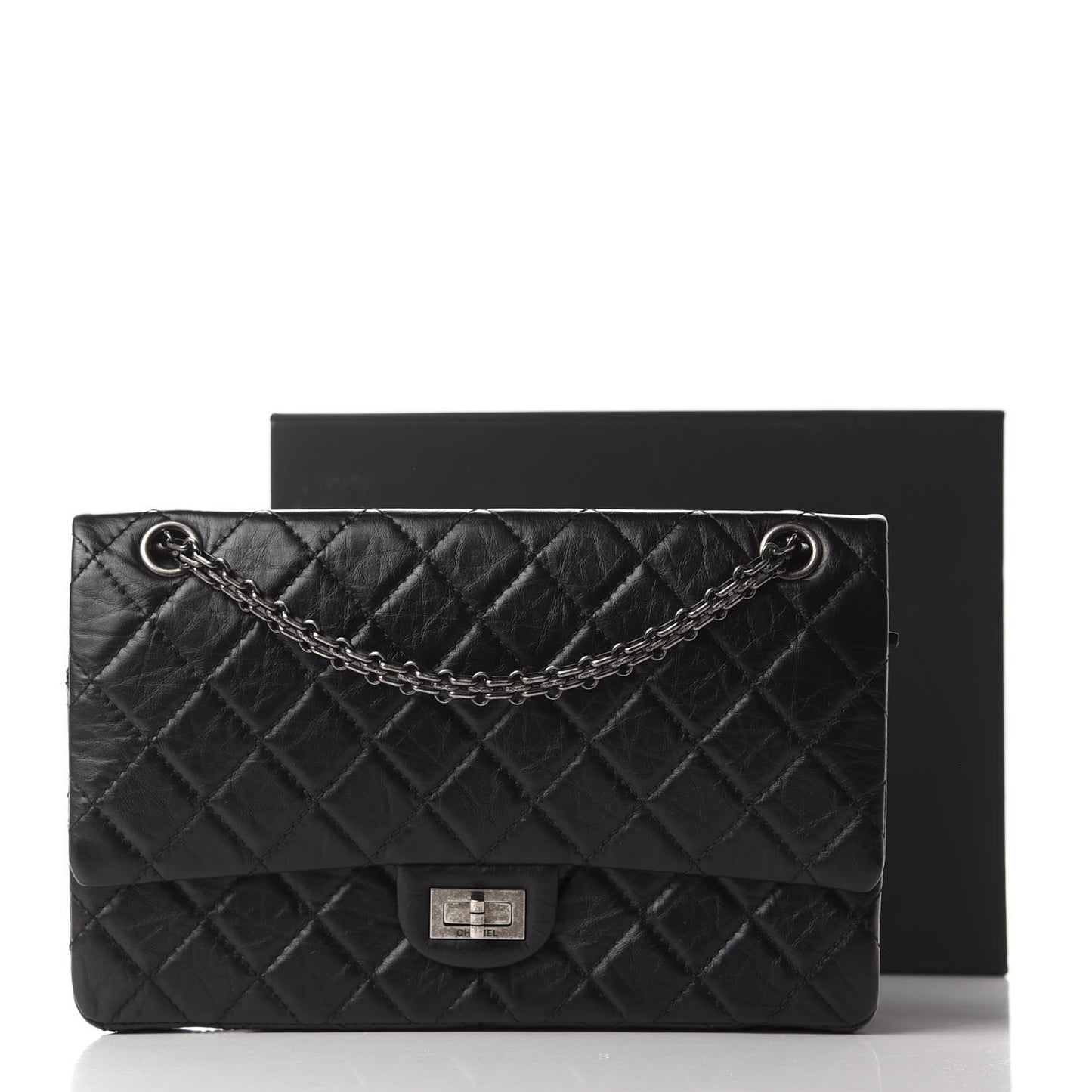 Aged Calfskin Quilted 2.55 Reissue 226 Flap Black