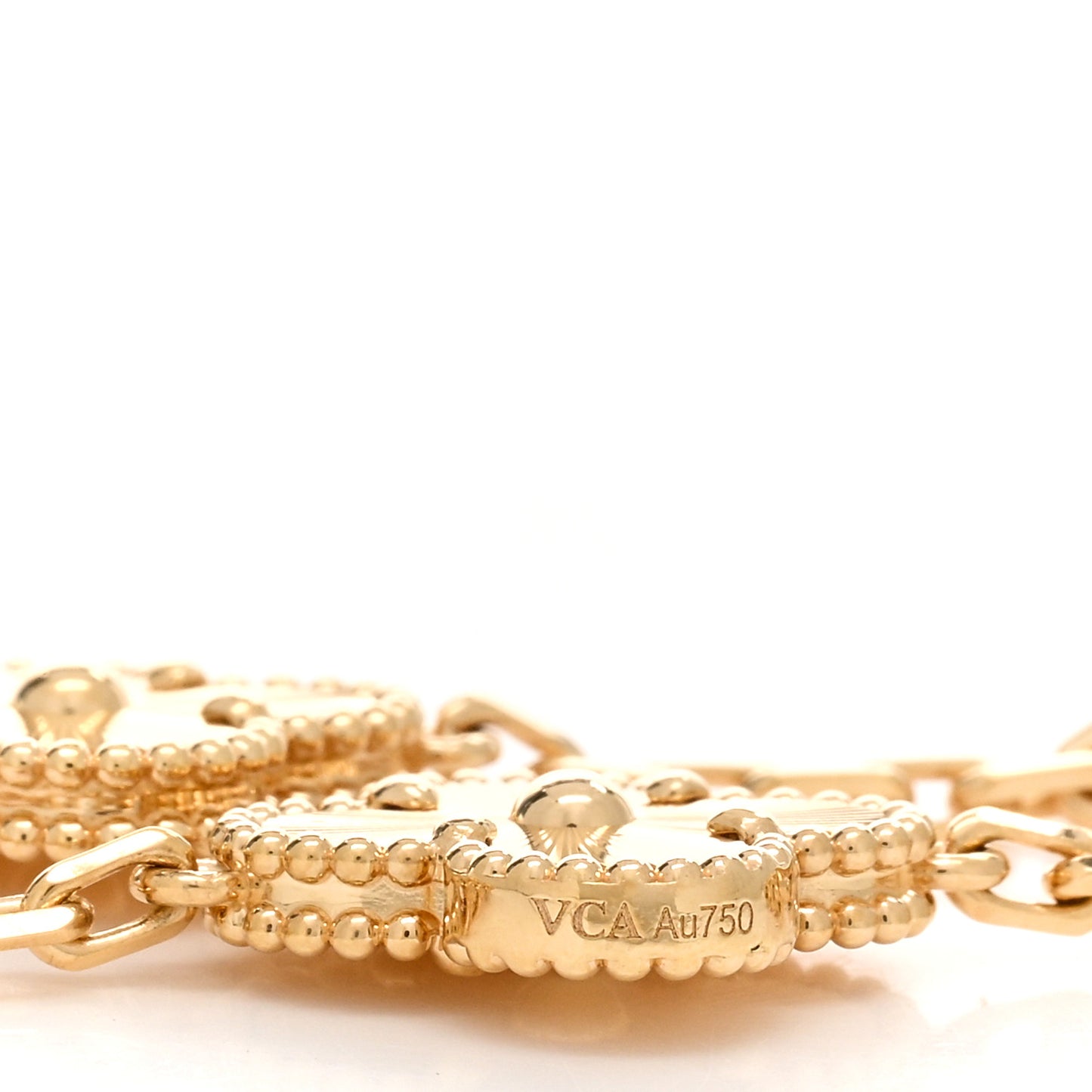 18K Yellow Gold 5 Motifs Guilloche Vintage Alhambra Bracelet