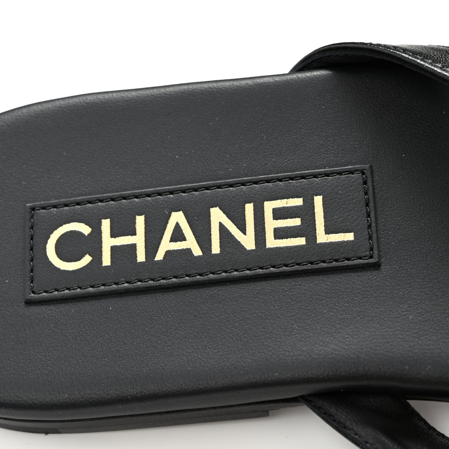 Shiny Lambskin Crystal CC Thong Sandals 40 Black