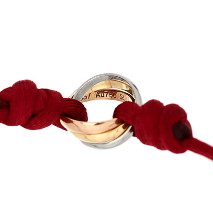 Cartier 18K Pink Yellow White Gold Trinity Cord Bracelet Red 4 of 5