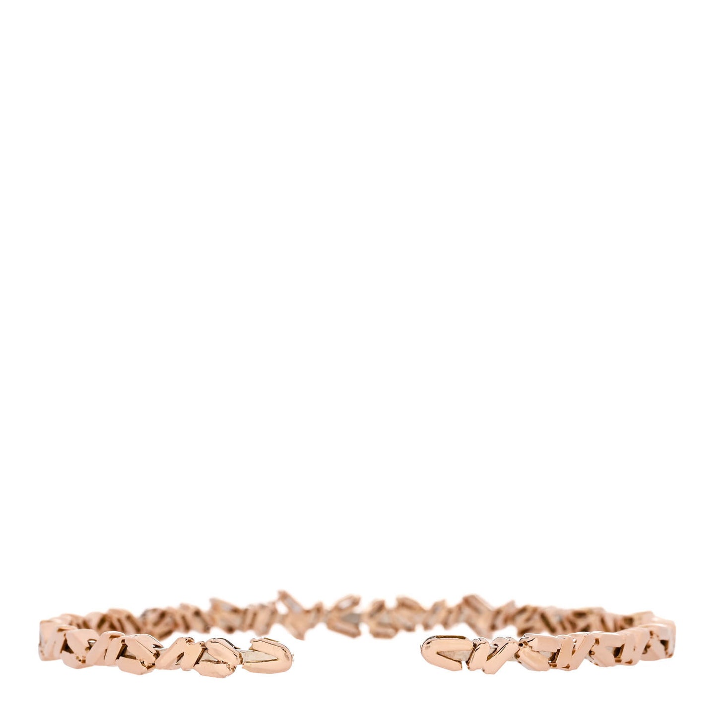 18K Rose Gold Diamond Fireworks Classic Baguette Bangle Bracelet