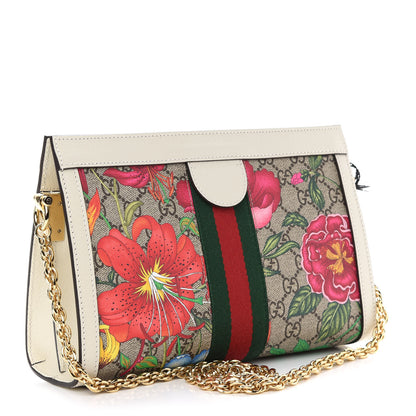 Gucci GG Supreme Monogram Flora Web Small Ophidia Chain Shoulder Bag White 3 of 10
