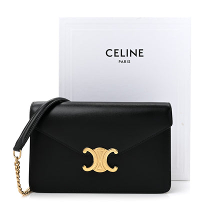 Celine Shiny Calfskin Triomphe Margo Wallet on Chain Black 11 of 11
