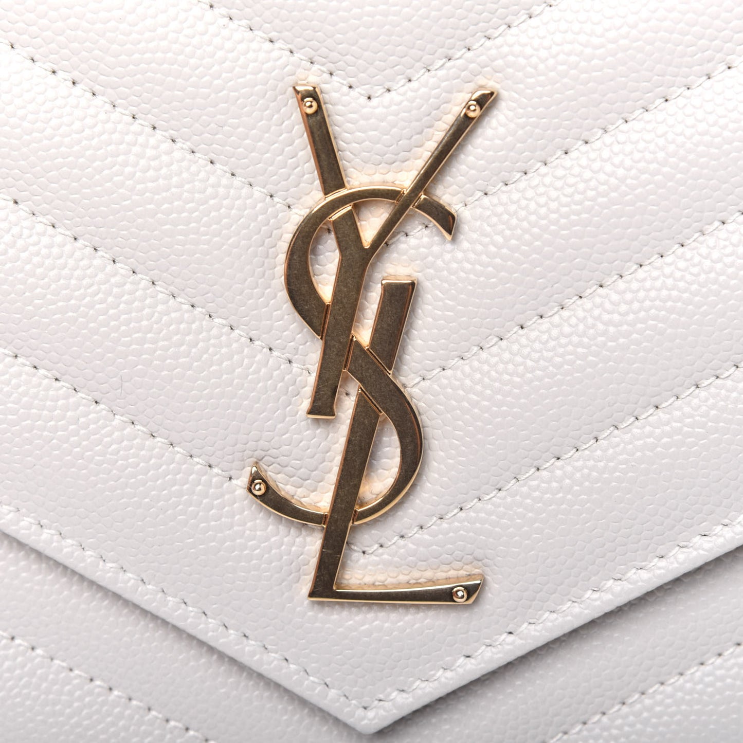Grain De Poudre Matelasse Chevron Monogram Envelope Clutch Blanc Vintage