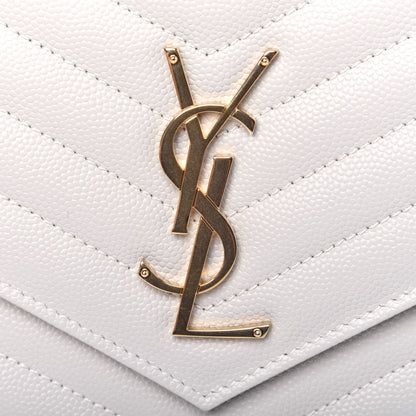 Saint Laurent Grain De Poudre Matelasse Chevron Monogram Envelope Clutch Blanc Vintage 11 of 12