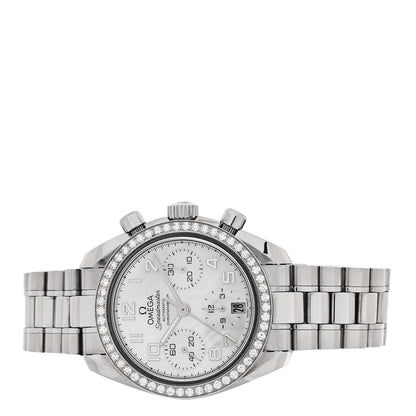 Omega Stainless Steel Diamond Bezel Mother of Pearl 38mm Speedmaster Chronograph Automatic Watch 324.15.38.40.05.001 2 of 5