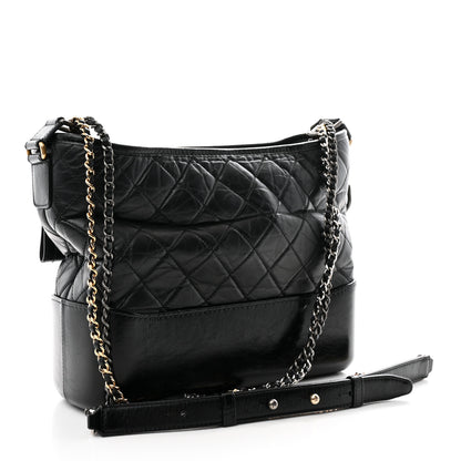 Chanel Aged Calfskin Quilted Medium Gabrielle Hobo Black 3 of 13