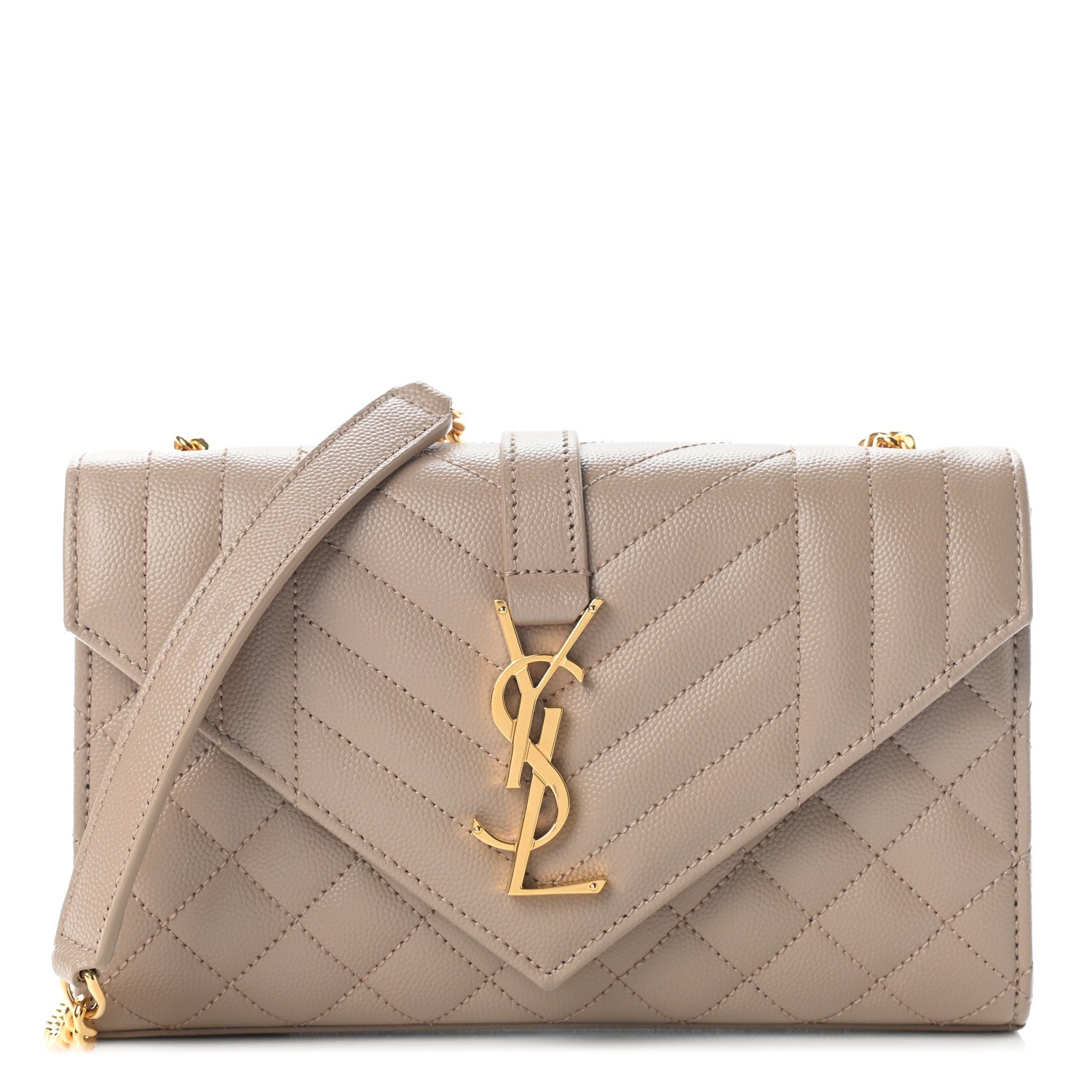 Saint Laurent Grain De Poudre Textured Mixed Matelasse Triquilt Small Monogram Satchel Dark Beige 1 of 8